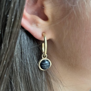 C-SHaped Hoop Earrings - Gold Black